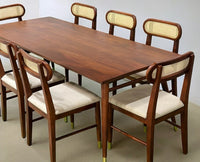 Boston Solid Wood Rattan Cane Dining Table Eight Seater Set Furniselan Brown-Finish