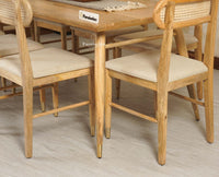 Boston Solid Wood Rattan Cane Dining Table Eight Seater Set - Dining Set - Furniselan -Natural Finish
