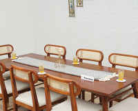 Boston Solid Wood Rattan Cane Dining Table Eight Seater Set Furniselan Brown-Finish
