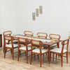 Boston Solid Wood Rattan Cane Dining Table Eight Seater Set Furniselan Brown-Finish