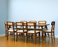 Boston Solid Wood Rattan Cane Dining Table Eight Seater Set Furniselan Brown-Finish