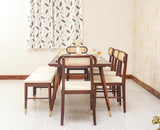 Boston Solid Wood Rattan Cane Dining Table Eight Seater Set with Bench - Dining Set - Furniselan Grey-Finish