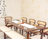 Boston Solid Wood Rattan Cane Dining Table Eight Seater Set with Bench - Dining Set - Furniselan Grey-Finish