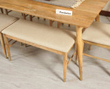 Boston Solid Wood Rattan Cane Dining Table Eight Seater Set with Bench - Dining Set - Furniselan Natural Finish