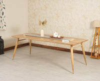 Boston Solid Wood Rattan Cane Dining Table Eight Seater Set with Bench - Dining Set - Furniselan