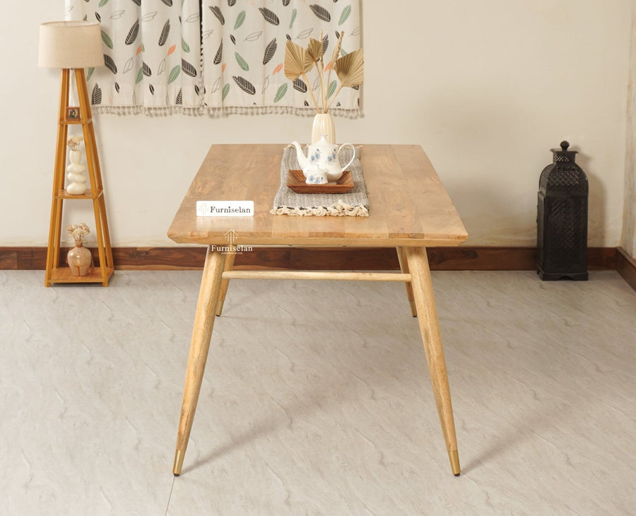 Boston Solid Wood Rattan Cane Dining Table Eight Seater Set with Bench - Dining Set - Furniselan Natural Finish