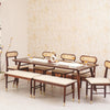 Boston Solid Wood Rattan Cane Dining Table Eight Seater Set with Bench - Dining Set - Furniselan Grey-Finish