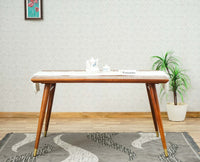 Boston Solid Wood Rattan Cane Dining Table four Seater Furniselan Brown-Finish