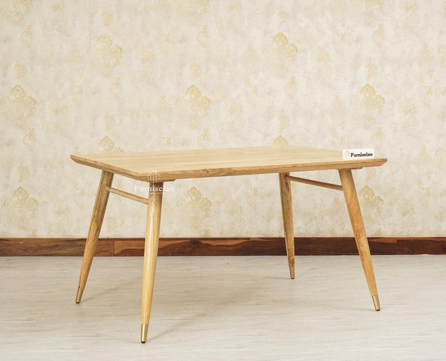 Boston Solid Wood Rattan Cane Dining Table four Seater - Dining Set - Furniselan Natural-Finish