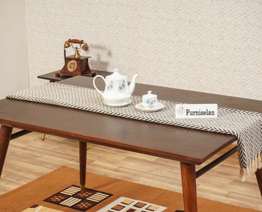 Boston Solid Wood Rattan Cane Dining Table four Seater Furniselan Grey-Finish