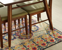 Boston Solid Wood Rattan Cane Dining Table Four Seater Set Square Furniselan Teak-Finish