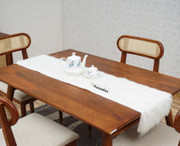 Boston Solid Wood Rattan Cane Dining Table Four Seater Set Furniselan Brown-Finish