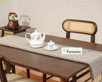 Boston Solid Wood Rattan Cane Dining Table Four Seater Set Furniselan Grey-Finish