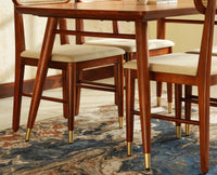 Boston Solid Wood Rattan Cane Dining Table Four Seater Set Square Furniselan Brown-Finish
