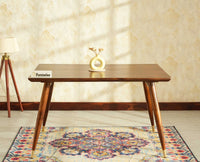 Boston Solid Wood Rattan Cane Dining Table Four Seater Set Square Furniselan Teak-Finish