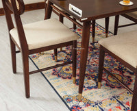 Boston Solid Wood Rattan Cane Dining Table Four Seater Set Square - Dining Set - Furniselan Grey-Finish