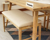 Boston Solid Wood Rattan Cane Dining Table Four Seater with Bench - Dining Set - Furniselan Natural-Finish