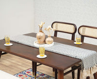 Boston Solid Wood Rattan Cane Dining Table Four Seater with Bench Furniselan Grey-Finish