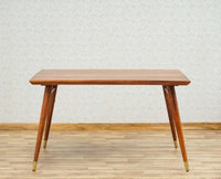 Boston Solid Wood Rattan Cane Dining Table Four Seater with Bench Furniselan Brown-Finish