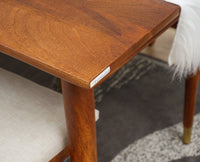 Boston Solid Wood Rattan Cane Dining Table Four Seater with Bench Furniselan Brown-Finish