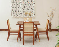Boston Solid Wood Rattan Cane Dining Table Set Four Seater Square Furniselan Brown-Finish