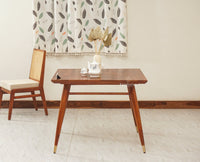 Boston Solid Wood Rattan Cane Dining Table Set Four Seater Square Furniselan Brown-Finish