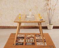 Boston Solid Wood Rattan Cane Dining Table Six Seater Set Furniselan Natural-Finish