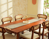 Boston Solid Wood Rattan Cane Dining Table Six Seater Set Furniselan Brown-Finish