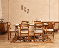 Boston Solid Wood Rattan Cane Dining Table Eight Seater Set (Copy) Furniselan Brown-Finish