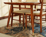 Boston Solid Wood Rattan Cane Dining Table Six Seater Set Furniselan Brown-Finish