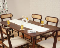 Boston Solid Wood Rattan Cane Dining Table Six Seater Set Furniselan Grey-Finish