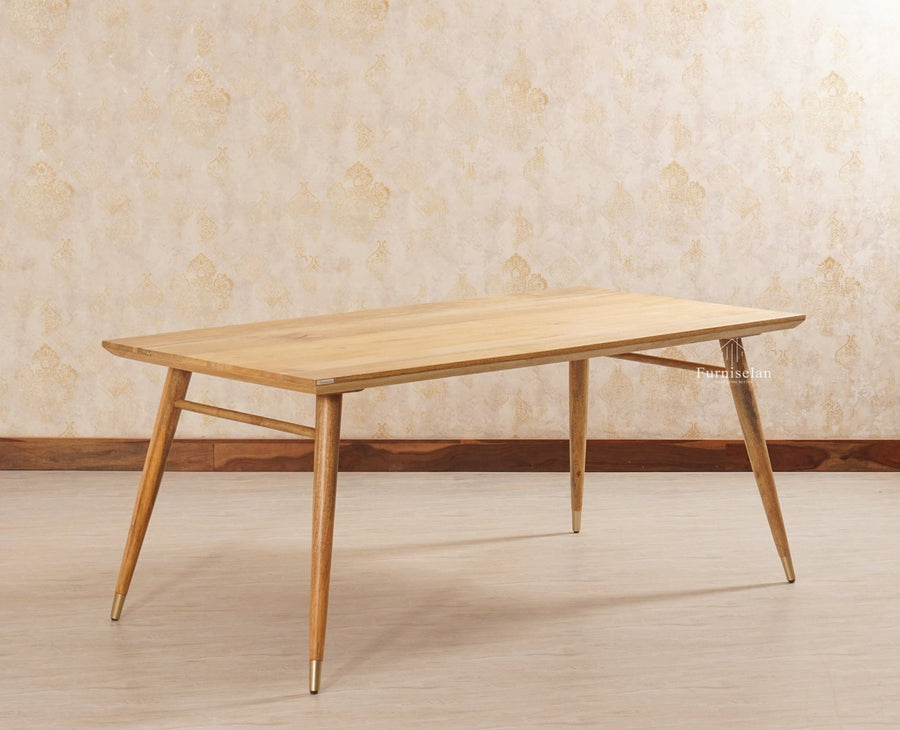 Boston Solid Wood Rattan Cane Dining Table Six Seater Set Furniselan Natural-Finish