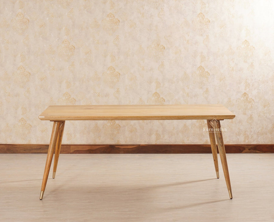 Boston Solid Wood Rattan Cane Dining Table Six Seater Set Furniselan Natural-Finish