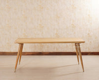 Boston Solid Wood Rattan Cane Dining Table Six Seater Set Furniselan Natural-Finish
