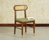 Boston Solid Wood Rattan Cane Dining Table Six Seater Set Furniselan Teak-Finish