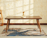 Boston Solid Wood Rattan Cane Dining Table Six Seater Set Furniselan Teak-Finish