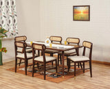 Boston Solid Wood Rattan Cane Dining Table Six Seater Set Furniselan Grey-Finish