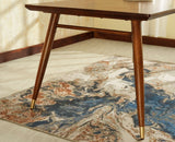Boston Solid Wood Rattan Cane Dining Table Six Seater Set Furniselan Teak-Finish