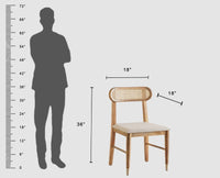 Boston Solid Wood Rattan Cane Dining Table Six Seater Set Furniselan Natural-Finish