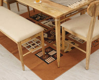 Boston Solid Wood Rattan Cane Dining Table Six Seater Set with Bench - Dining Set - Furniselan Natural-Finish