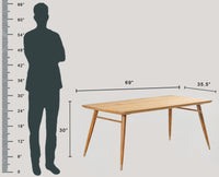 Boston Solid Wood Rattan Cane Dining Table Six Seater Set Furniselan Natural-Finish