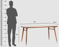 Boston Solid Wood Rattan Cane Dining Table Six Seater Set with Bench Furniselan Brown-Finish