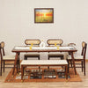 Boston Solid Wood Rattan Cane Dining Table Six Seater Set with Bench Furniselan Grey-Finish