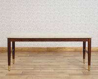 Boston Solid Wood Rattan Cane Dining Table Six Seater Set with Bench Furniselan Grey-Finish