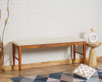 Boston Solid Wood Rattan Cane Dining Table Six Seater Set with Bench Furniselan Brown-Finish
