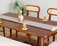 Boston Solid Wood Rattan Cane Dining Table Six Seater Set with Bench Furniselan Brown-Finish