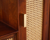 Boston Solid Wood Rattan Cane Dressing Table Furniselan Brown-Finish
