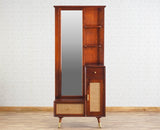 Boston Solid Wood Rattan Cane Dressing Table Furniselan Brown-Finish