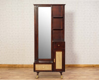 Boston Solid Wood Rattan Cane Dressing Table Furniselan Grey-Finish
