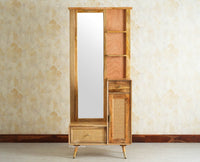 Boston Solid Wood Rattan Cane Dressing Table Furniselan Natural Finish